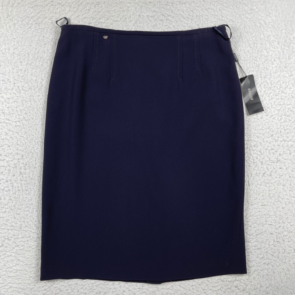 Basler Pencil Skirt Womens 12 Navy Triacetate Blend Knee Length Professional